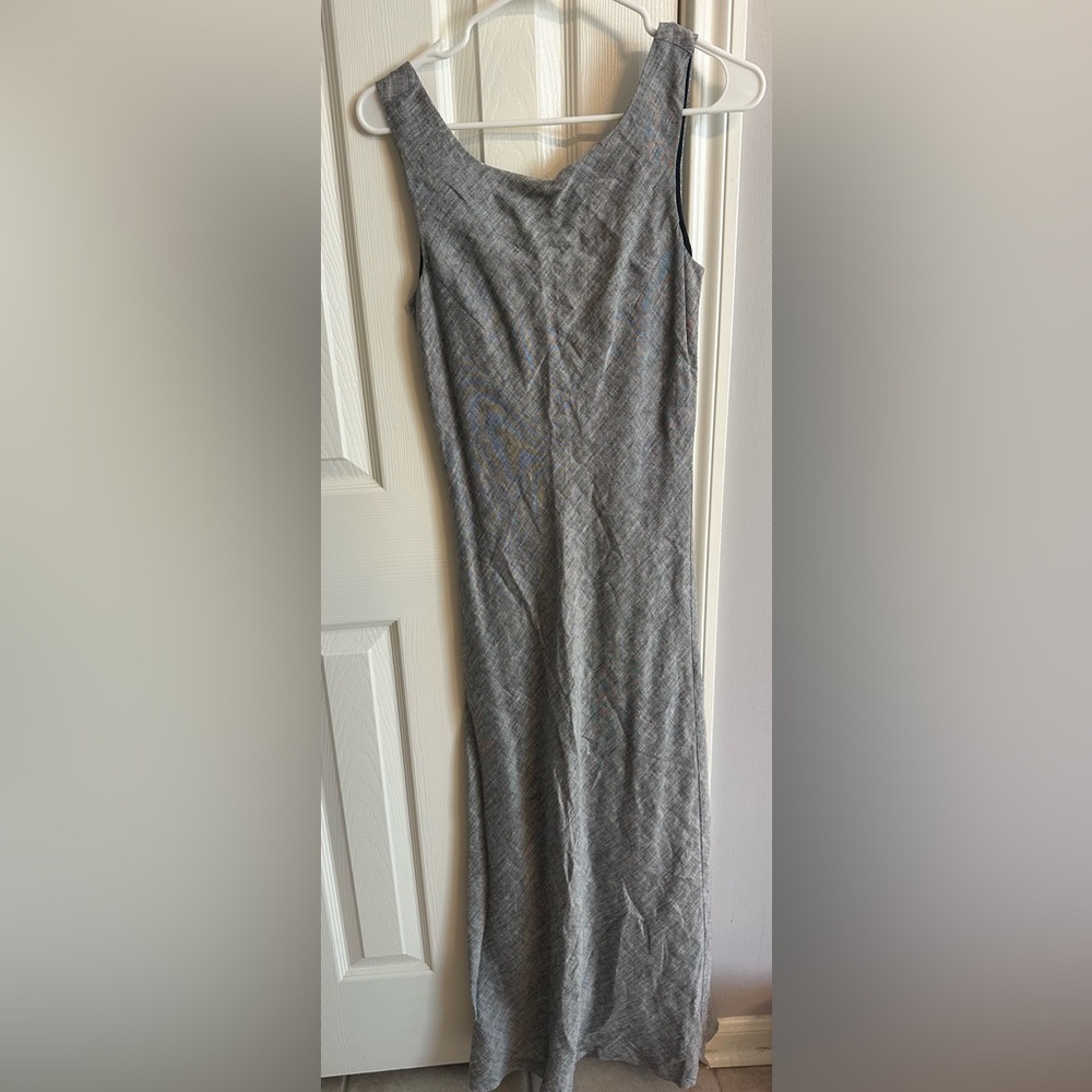New Elegant 100% Linen Gray Women's long dress size 6